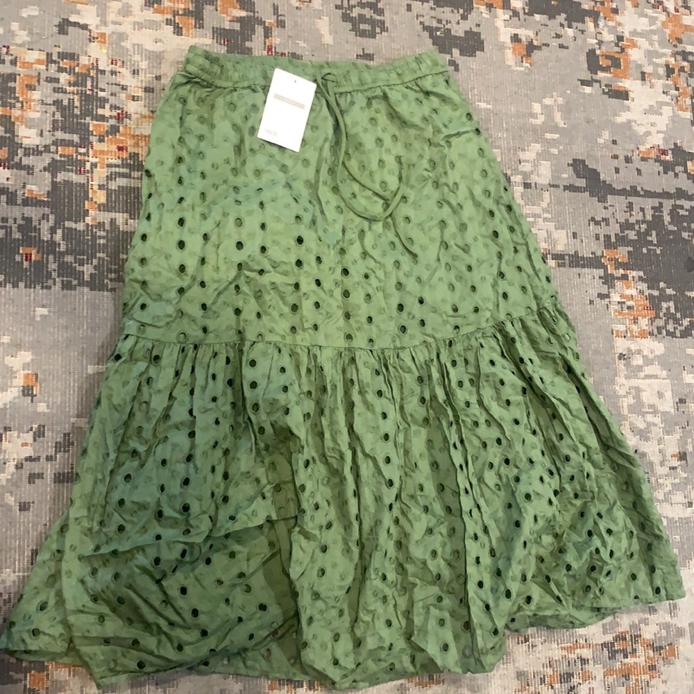 Green Eylet midi skirt